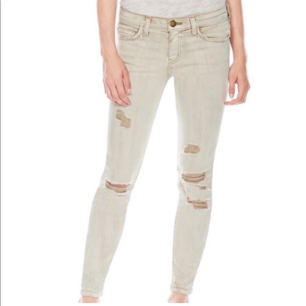 Current/Elliot The Stiletto Sandune Destroy Tan Skinny Crop Distressed Jeans 28